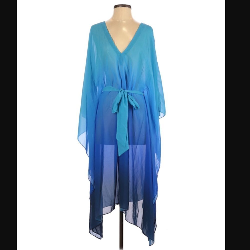 Gottex Harmony Caftan S NWT Swim Coverup Ocean Blue Vacation Beach Resort Style